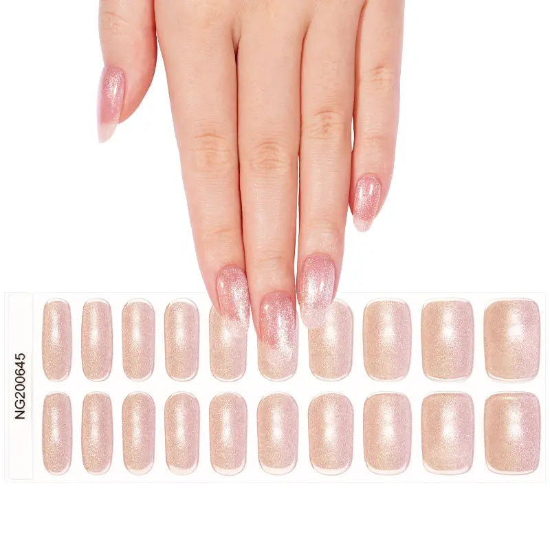 Cat-eye Glitter Gel Stickers Customizable For Brands — Semi-Cured Gel Nail Wraps