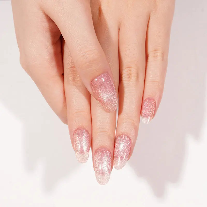 Cat-eye Glitter Gel Stickers Customizable For Brands — Semi-Cured Gel Nail Wraps