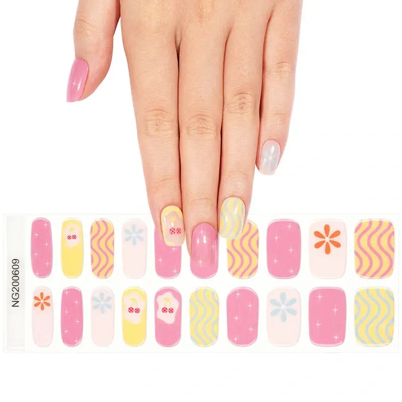 Cherry Gel Stickers Suppliers — Semi-Cured Gel Nail Wraps