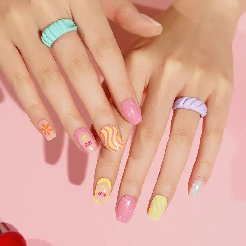 Cherry Gel Stickers Suppliers — Semi-Cured Gel Nail Wraps