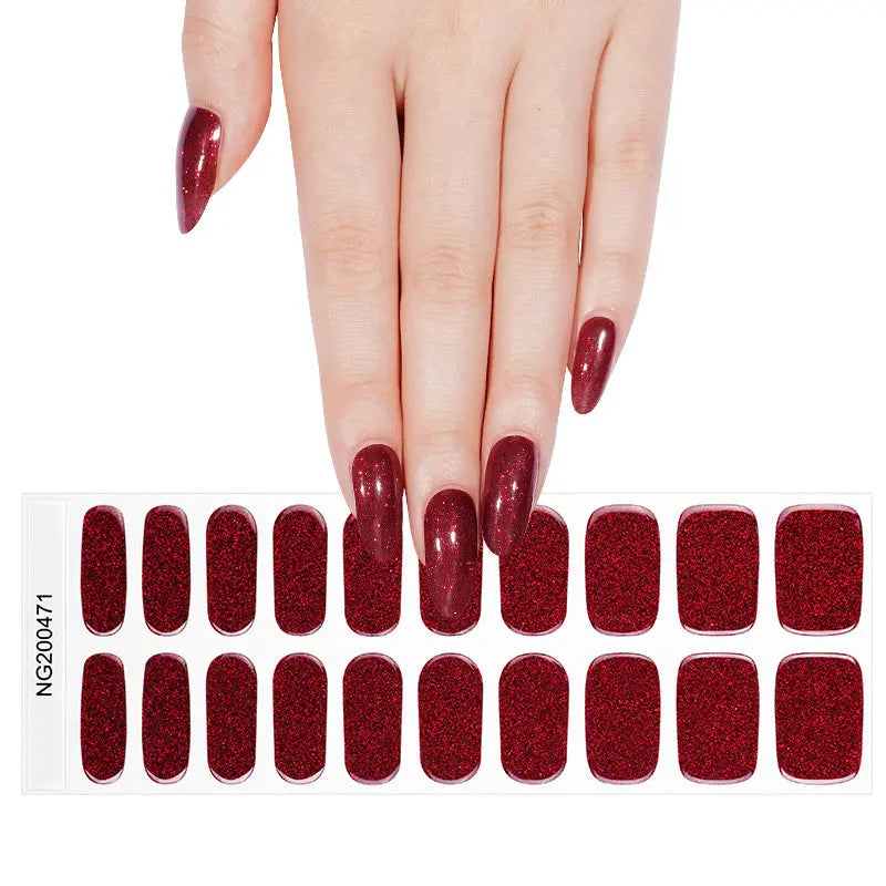 Christmas Manicure Red Glitter Gel Designs — Semi-Cured Gel Nail Wraps