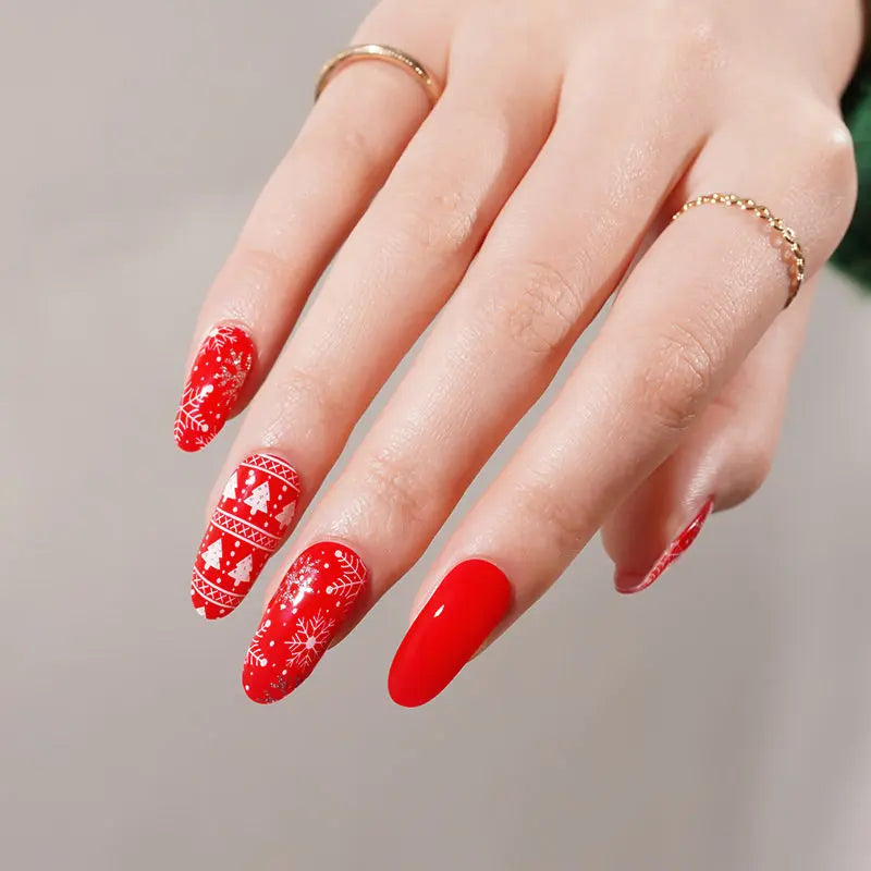 Christmas Semi-cured Uv Gel Art Stickers Press On Decal — Semi-Cured Gel Nail Wraps
