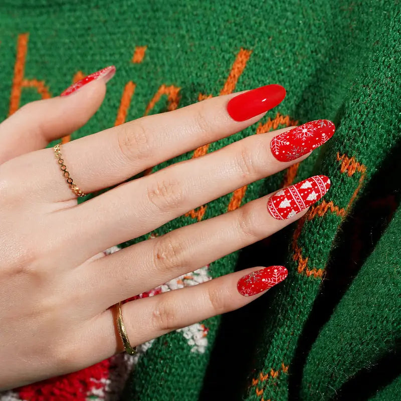 Christmas Semi-cured Uv Gel Art Stickers Press On Decal — Semi-Cured Gel Nail Wraps