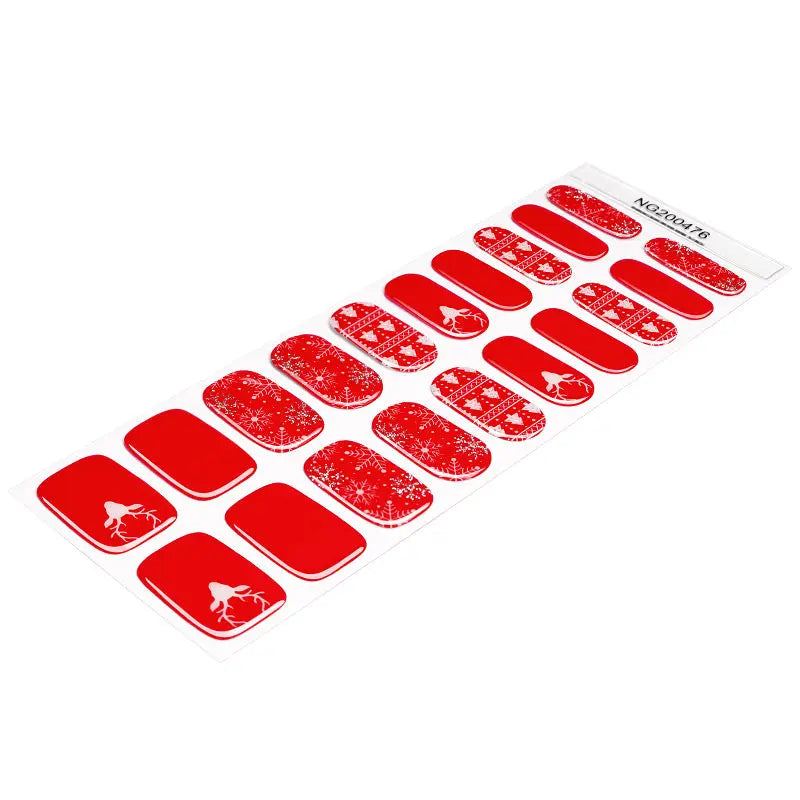 Christmas Semi-cured Uv Gel Art Stickers Press On Decal — Semi-Cured Gel Nail Wraps