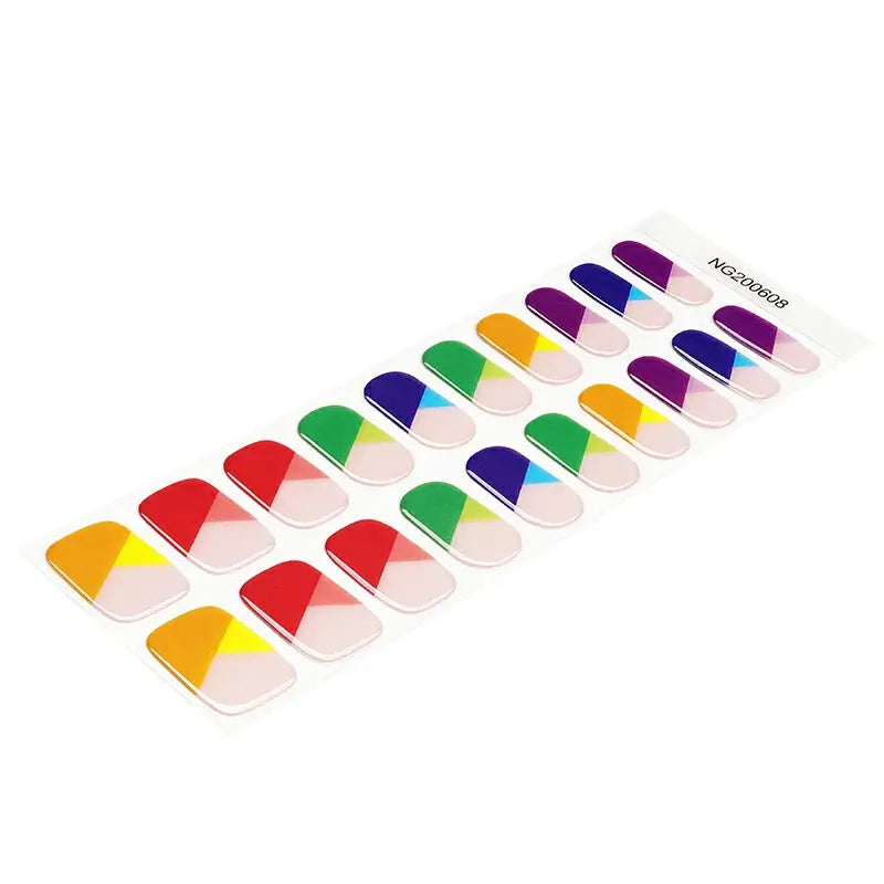 Color Block Geometric Designs Suppliers — Semi-Cured Gel Nail Wraps