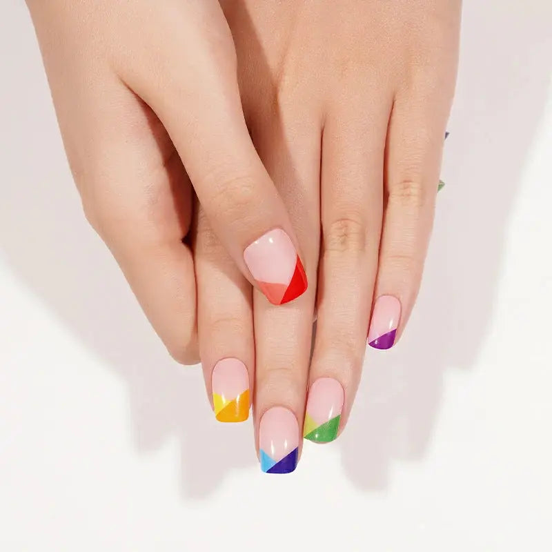 Color Block Geometric Designs Suppliers — Semi-Cured Gel Nail Wraps