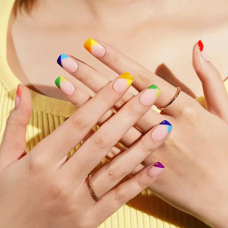 Color Block Geometric Designs Suppliers — Semi-Cured Gel Nail Wraps