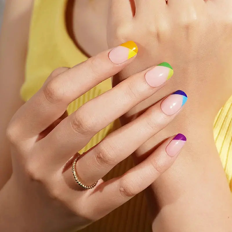 Color Block Geometric Designs Suppliers — Semi-Cured Gel Nail Wraps