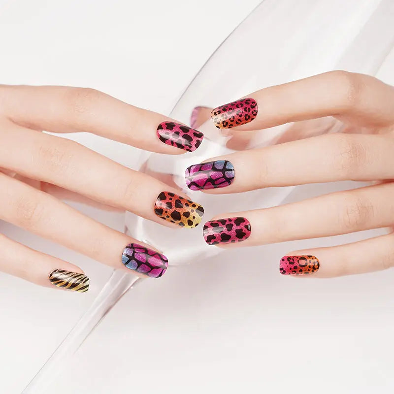 Colorful Leopard Print Designs — Semi-Cured Gel Nail Wraps
