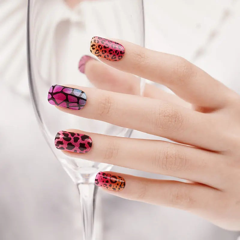 Colorful Leopard Print Designs — Semi-Cured Gel Nail Wraps