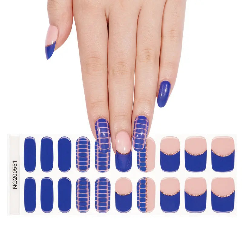 Crocodile Pattern Blue 20 Tips — Semi-Cured Gel Nail Wraps
