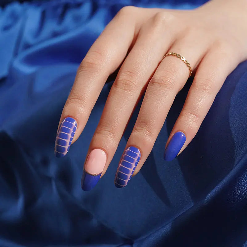 Crocodile Pattern Blue 20 Tips — Semi-Cured Gel Nail Wraps