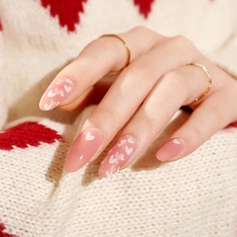 Cute Pink Love Art Valentine's Day Stickers — Semi-Cured Gel Nail Wraps