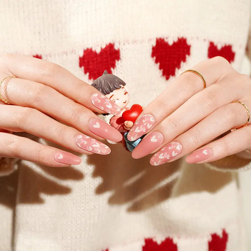 Cute Pink Love Art Valentine's Day Stickers — Semi-Cured Gel Nail Wraps