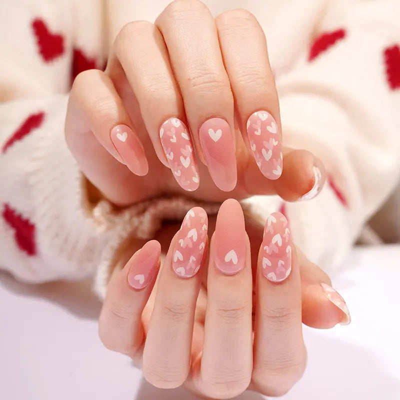 Cute Pink Love Art Valentine's Day Stickers — Semi-Cured Gel Nail Wraps