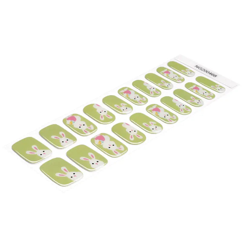 Cute Bunny Spring Green Stickers — Semi-Cured Gel Nail Wraps