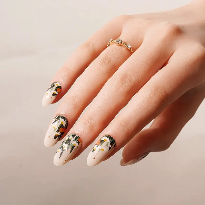 Daisy Bloom Stickers Strips — Semi-Cured Gel Nail Wraps