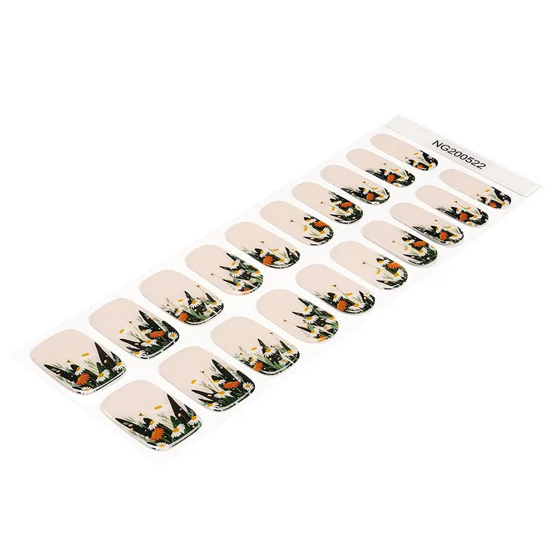 Daisy Bloom Stickers Strips — Semi-Cured Gel Nail Wraps
