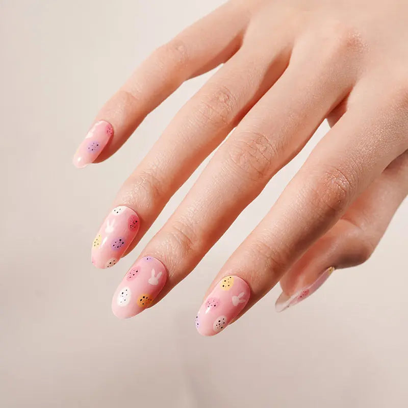 Easter Strips Cute Rabbit Gel Stickers — Semi-Cured Gel Nail Wraps