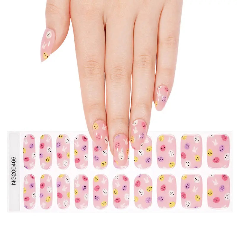 Easter Strips Cute Rabbit Gel Stickers — Semi-Cured Gel Nail Wraps