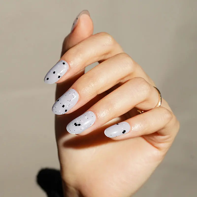 Eggshell Lavender Grey 20 Tips Strips — Semi-Cured Gel Nail Wraps