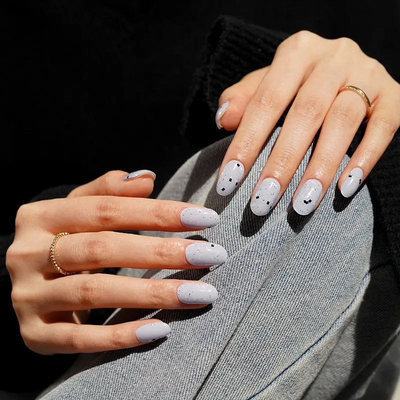 Eggshell Lavender Grey 20 Tips Strips — Semi-Cured Gel Nail Wraps