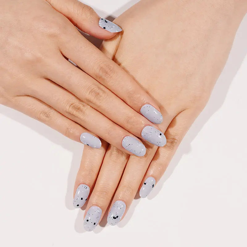 Eggshell Lavender Grey 20 Tips Strips — Semi-Cured Gel Nail Wraps