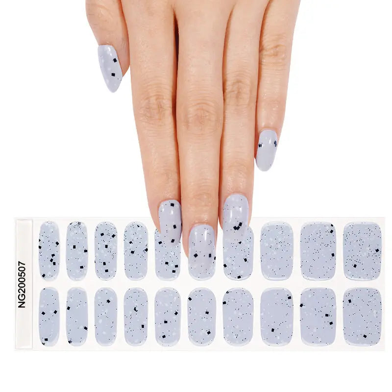 Eggshell Lavender Grey 20 Tips Strips — Semi-Cured Gel Nail Wraps