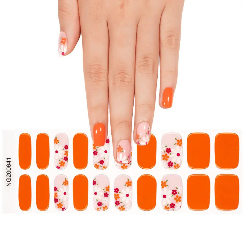 Fall Gel Stickers Customizable Strips For Brands — Semi-Cured Gel Nail Wraps
