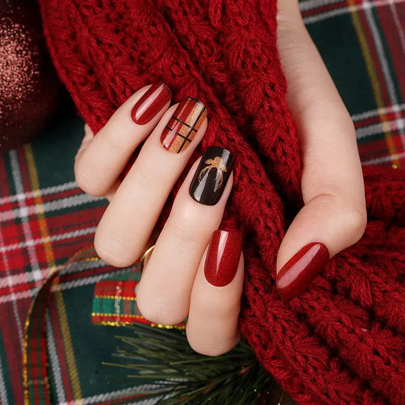 Fawn Gel Art Christmas Gel Designs — Semi-Cured Gel Nail Wraps