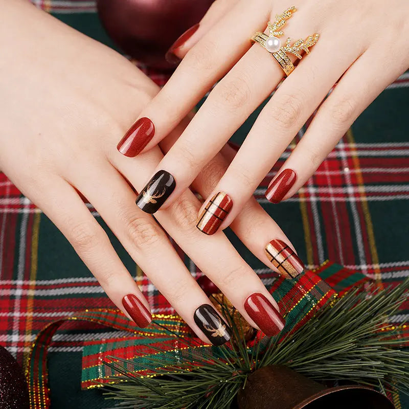 Fawn Gel Art Christmas Gel Designs — Semi-Cured Gel Nail Wraps