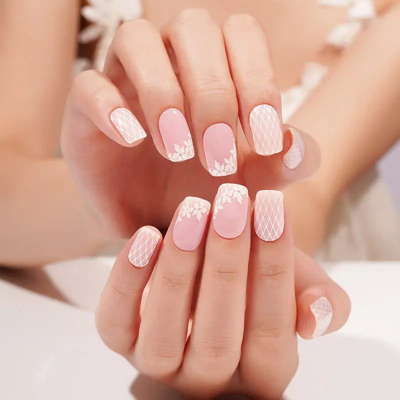 Fishnet Pattern Gel Light-Cured Bulk Orders & Designs — Semi-Cured Gel Nail Wraps