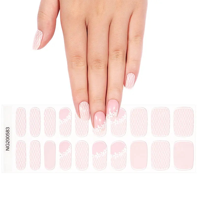 Fishnet Pattern Gel Light-Cured Bulk Orders & Designs — Semi-Cured Gel Nail Wraps