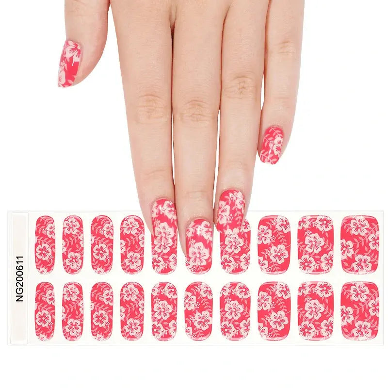 Floral Gel Stickers Gel Suppliers — Semi-Cured Gel Nail Wraps