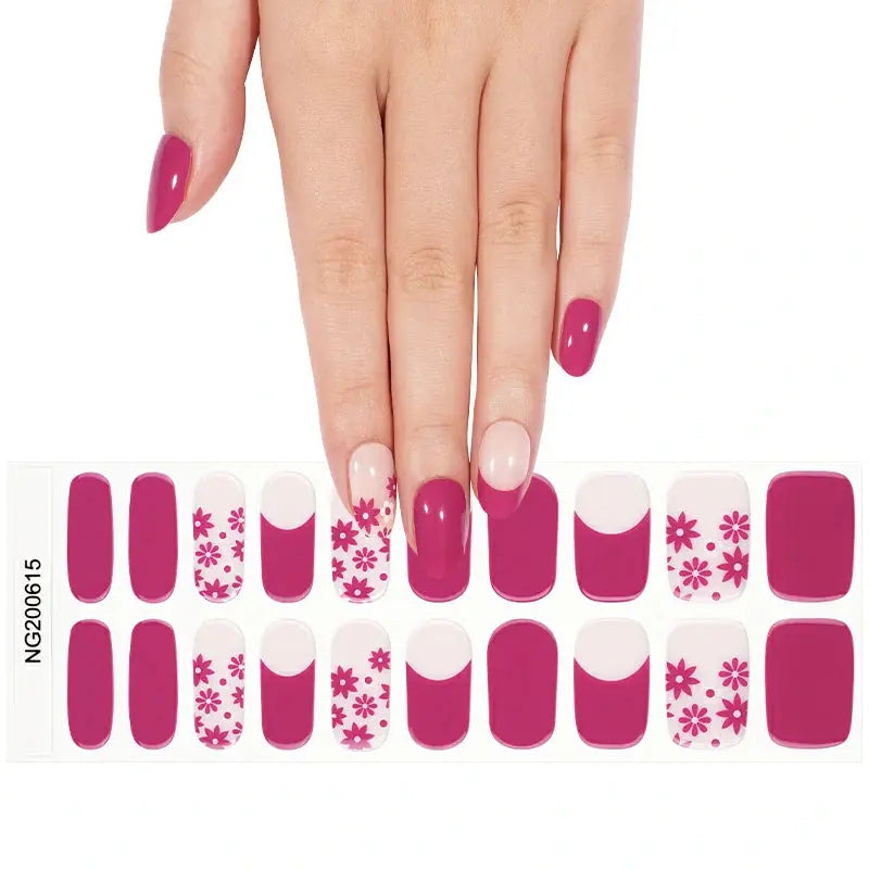 Floral Gel Stickers Gel Suppliers — Semi-Cured Gel Nail Wraps