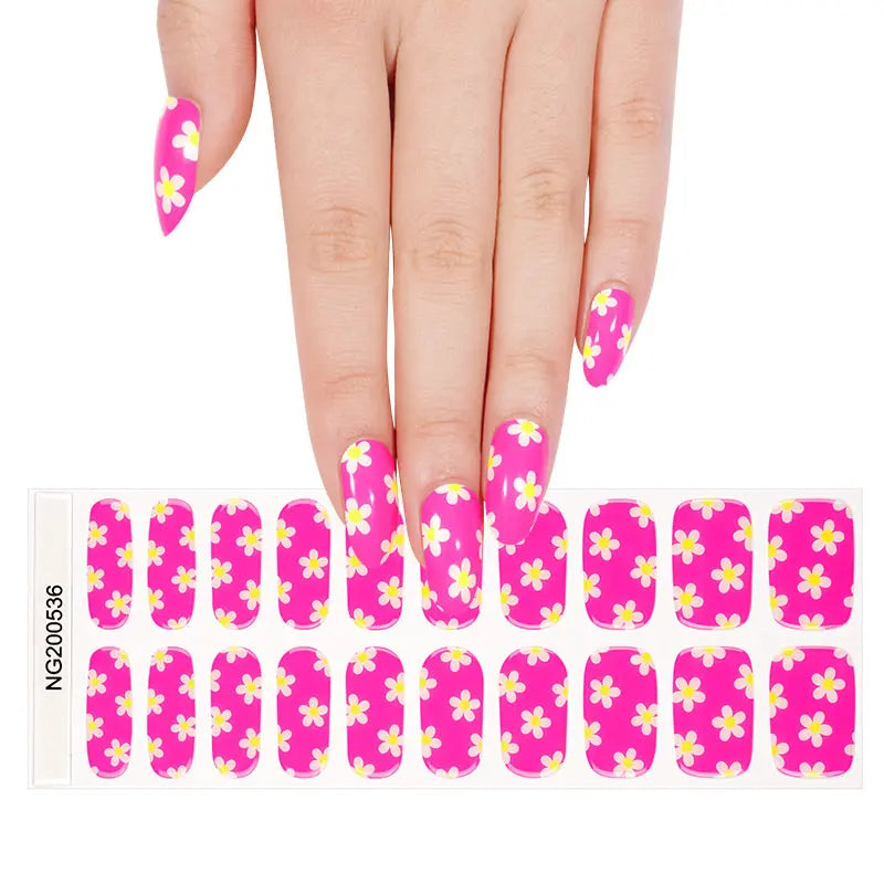 Fluorescent Stickers Daisy Strips — Semi-Cured Gel Nail Wraps