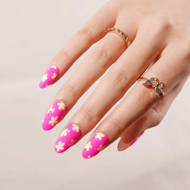 Fluorescent Stickers Daisy Strips — Semi-Cured Gel Nail Wraps