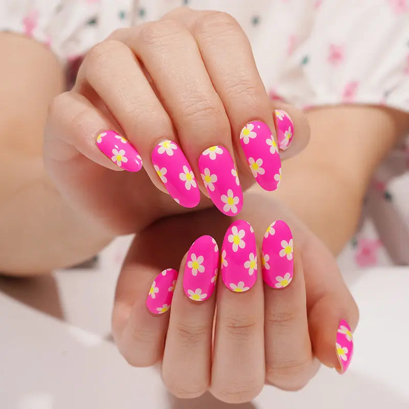 Fluorescent Stickers Daisy Strips — Semi-Cured Gel Nail Wraps