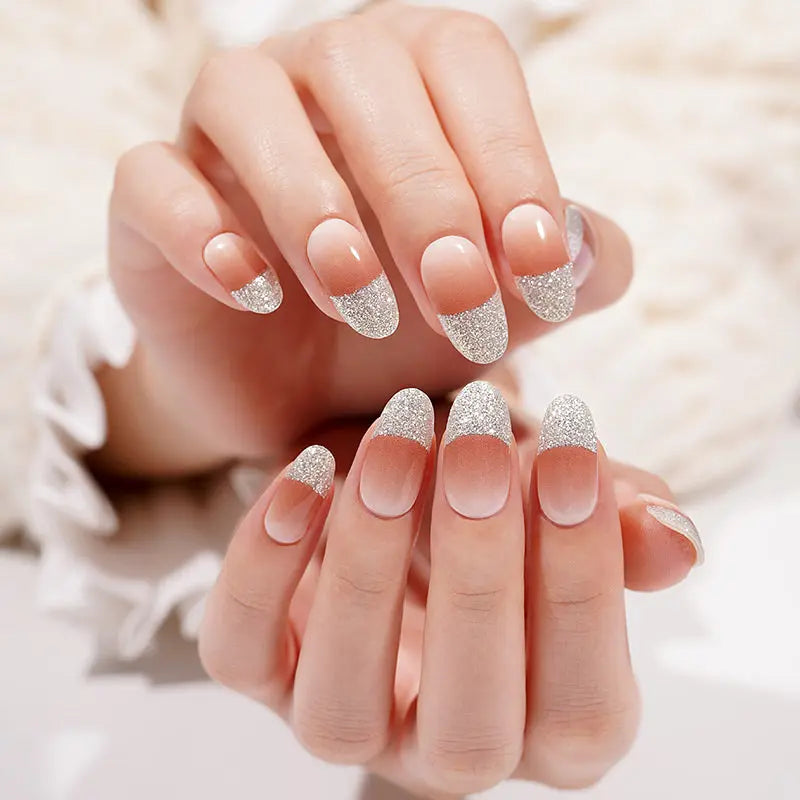 French Gel Glitter Gel — Semi-Cured Gel Nail Wraps