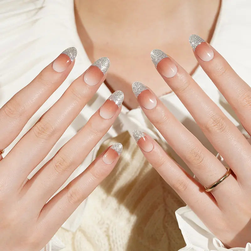 French Gel Glitter Gel — Semi-Cured Gel Nail Wraps