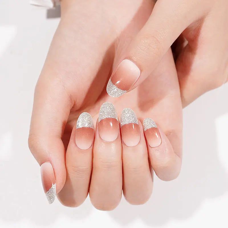 French Gel Glitter Gel — Semi-Cured Gel Nail Wraps