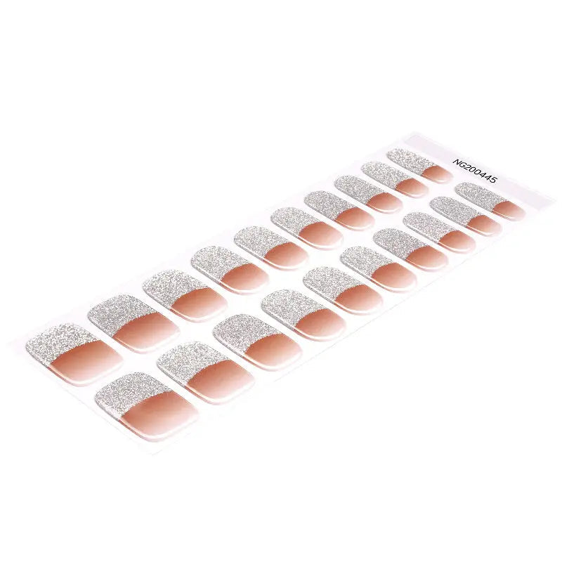 French Gel Glitter Gel — Semi-Cured Gel Nail Wraps