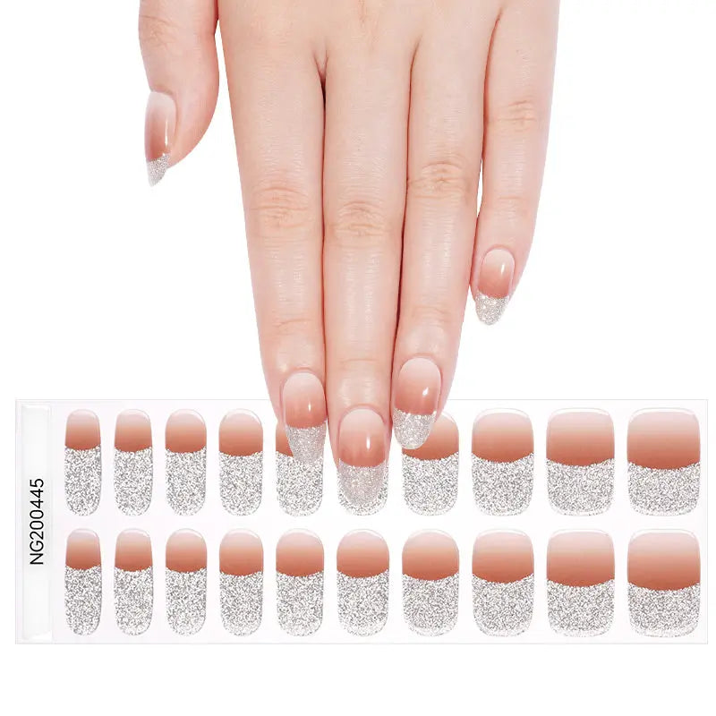 French Gel Glitter Gel — Semi-Cured Gel Nail Wraps