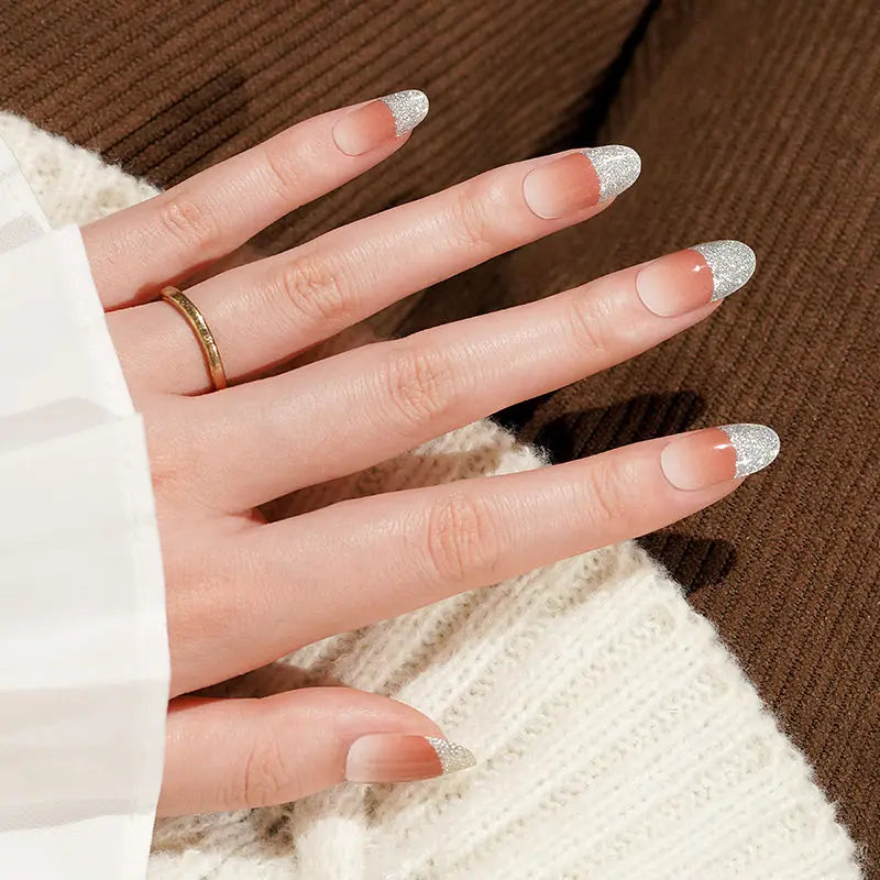 French Gel Glitter Gel — Semi-Cured Gel Nail Wraps