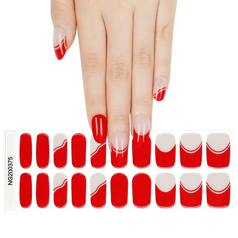 French Red Mother's Day Art Designs — Semi-Cured Gel Nail Wraps