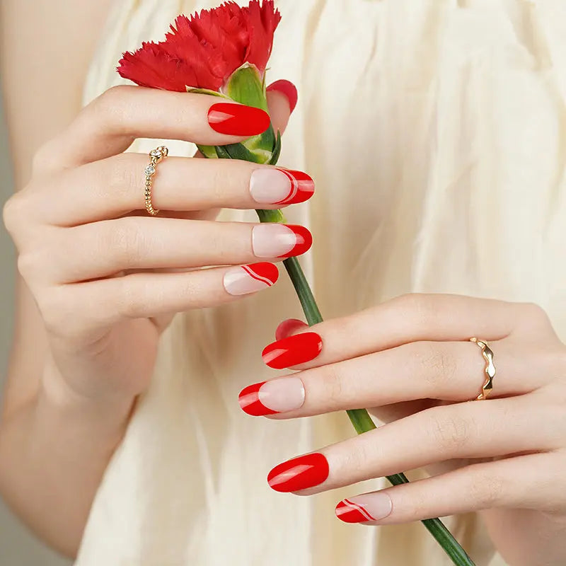 French Red Mother's Day Art Designs — Semi-Cured Gel Nail Wraps