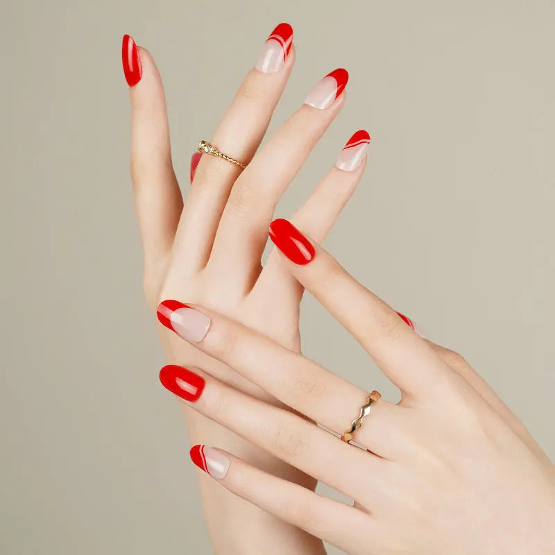 French Red Mother's Day Art Designs — Semi-Cured Gel Nail Wraps