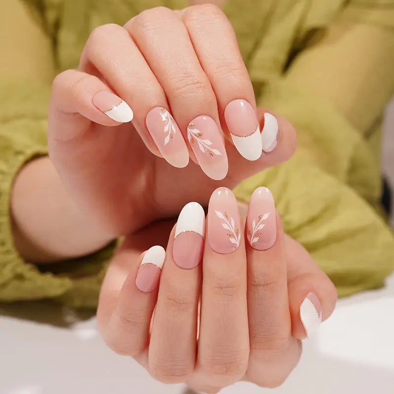 French Stickers Leaf Glitter Strips — Semi-Cured Gel Nail Wraps