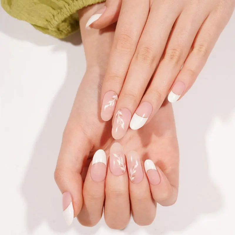 French Stickers Leaf Glitter Strips — Semi-Cured Gel Nail Wraps