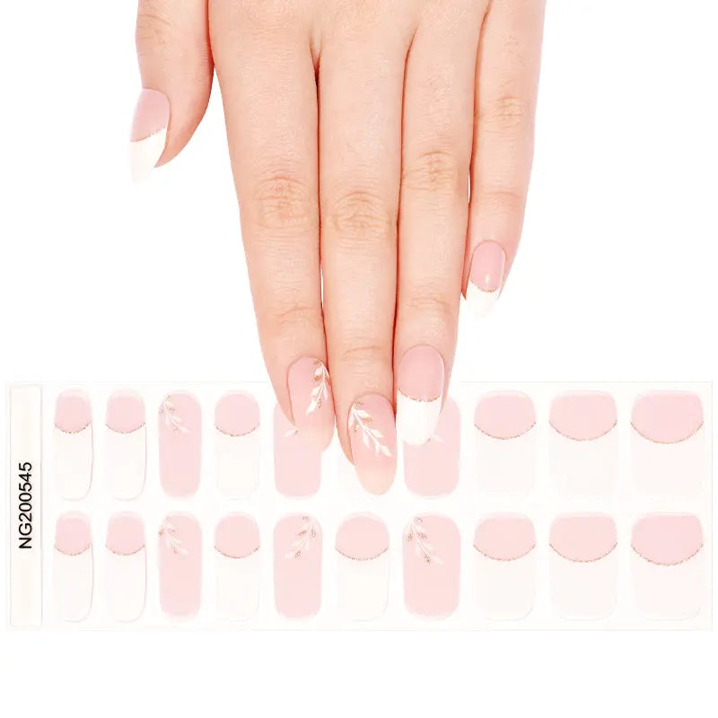 French Stickers Leaf Glitter Strips — Semi-Cured Gel Nail Wraps